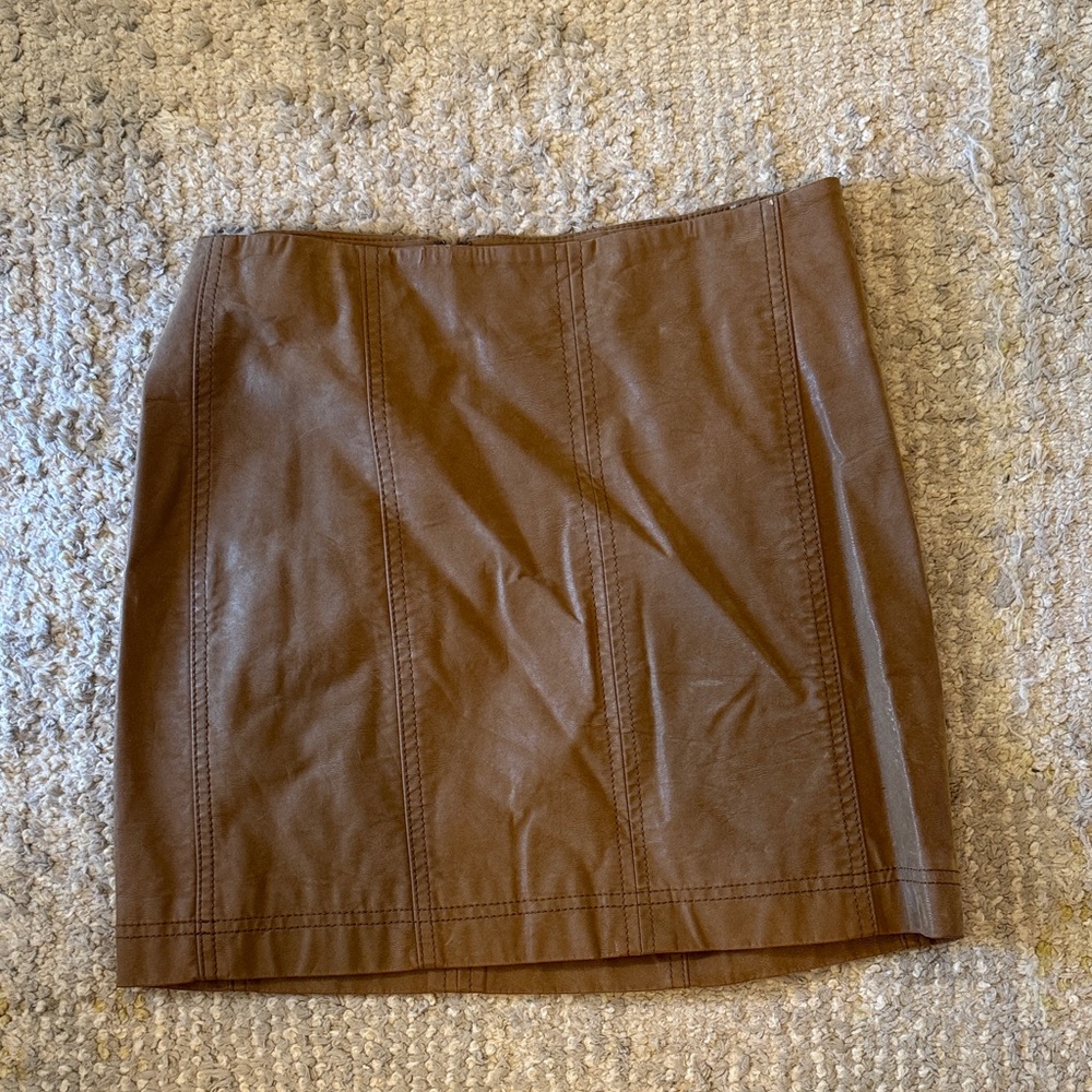 Free people Brown Faux Leather Mini Skirt - Versatile Women's Skirt size 4